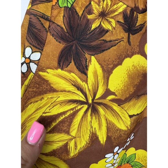Vintage Royal Hawaiian Short Sleeve Button Up Mens Shirt Gold Floral Tropical - Picture 6 of 9